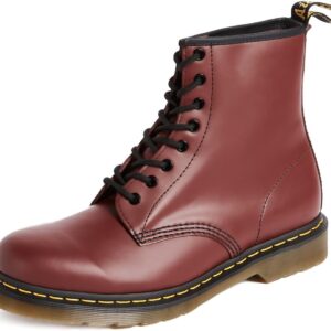Dr Martens Rangers Femme Bottes Cuir Rouge Cerise 8 œillets-0