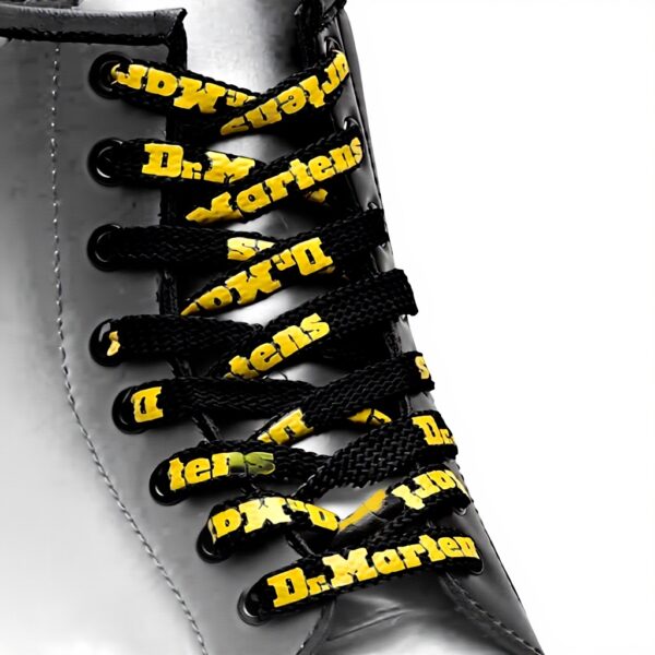 Lacets Dr Martens Noir Jaune Logo Accessoires Chaussures