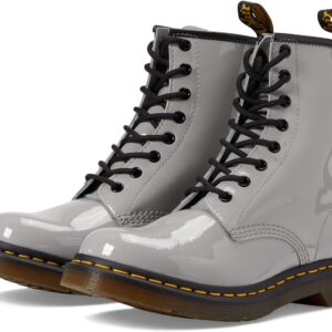 Dr. Martens Bottes 1460 Patent Lamper 8 œillets pour femme, Lampe vernie gris zinc, 39 EU-0