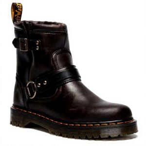 Bottes moto Dr Martens Anistone Harness femme cuir marron