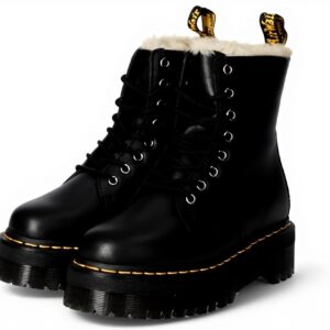 Bottes Dr Martens Jadon Rangers Femme Cuir Noir Blanc