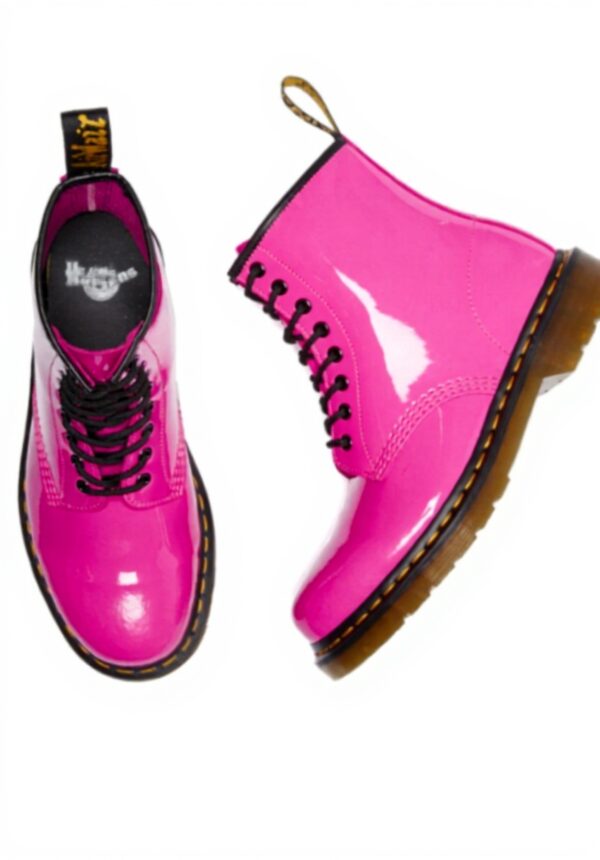 Bottes Dr Martens 1460 Cuir Verni Rose Tendance Femme