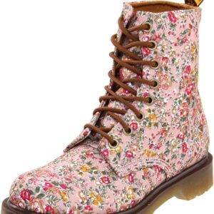 Bottes Dr Martens Print Page Femmes Rose Textile Lacets-0