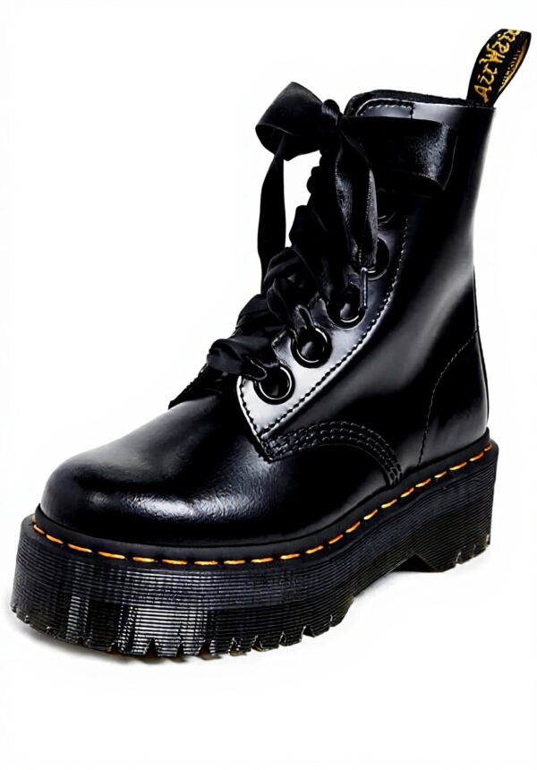 Dr Martens Bottes Femme 6 Oillets Cuir Noir Confortable