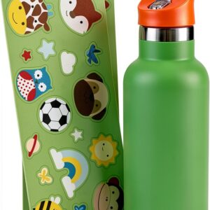 Cantine enfant paille rabattable autocollants hydratation-0